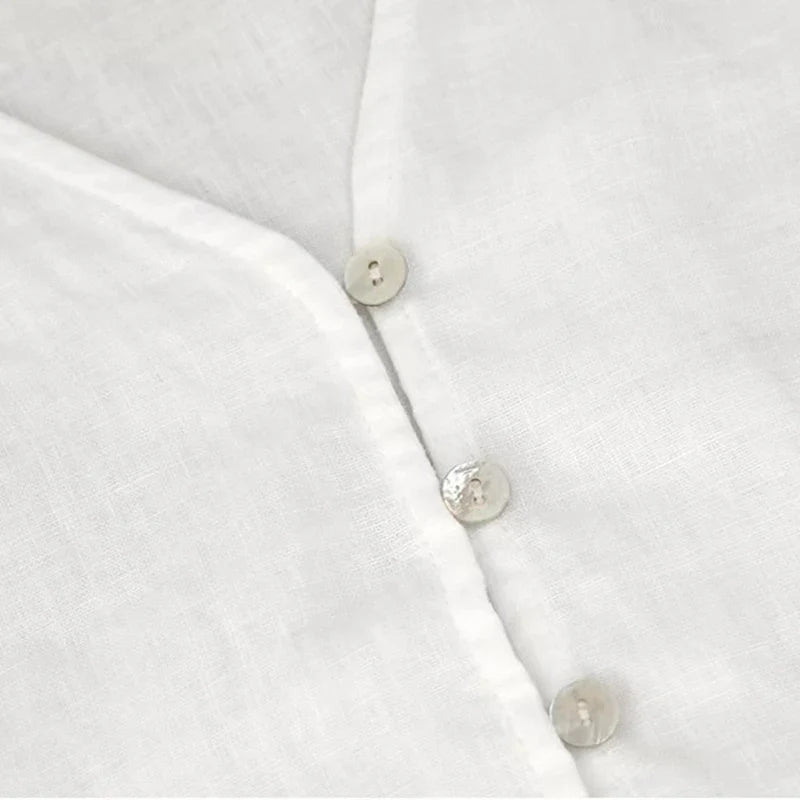 Morgan & Brooke | Fitted V-Neck Linen Blouse