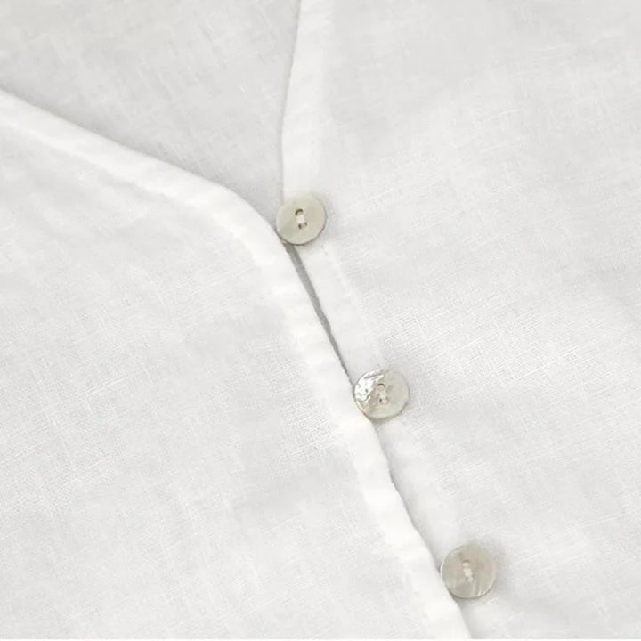 Morgan & Brooke | Fitted V-Neck Linen Blouse