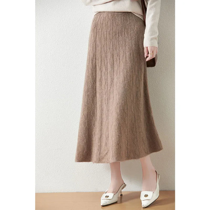 Morgan & Brooke | High-Waist Ribbed Merino Knit Skirt