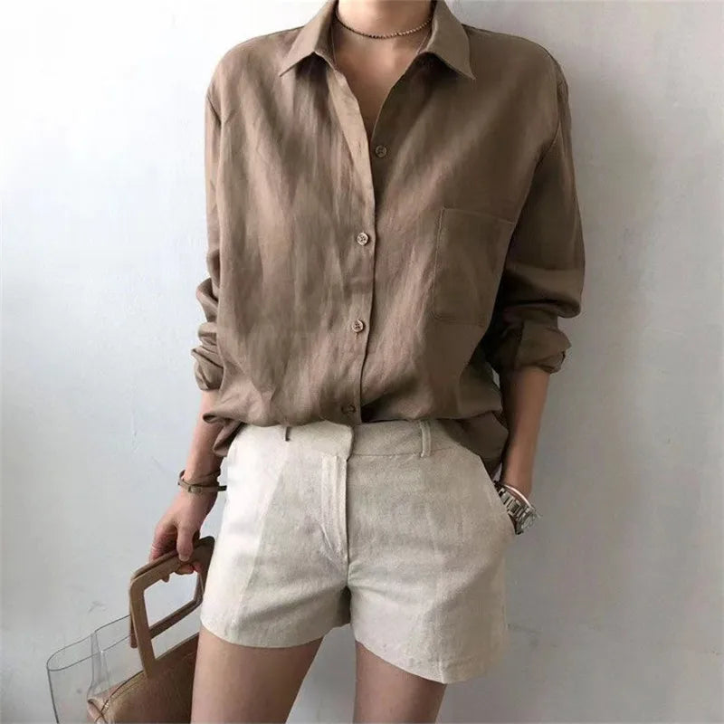 Morgan & Brooke | Open-Collar Linen Shirt