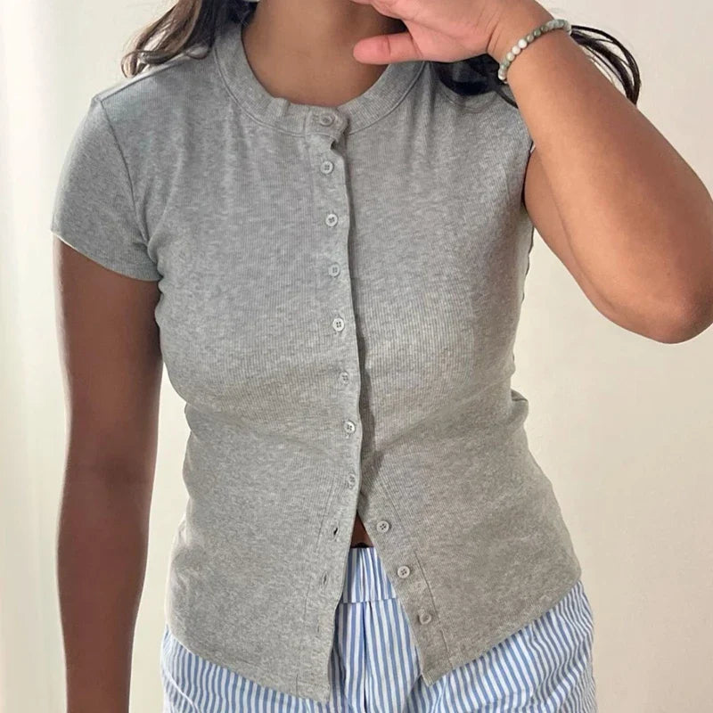 Morgan & Brooke | Snap-Front Knit Top