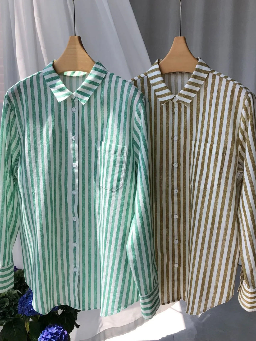 Morgan & Brooke | Striped Button-Up Linen Shirt