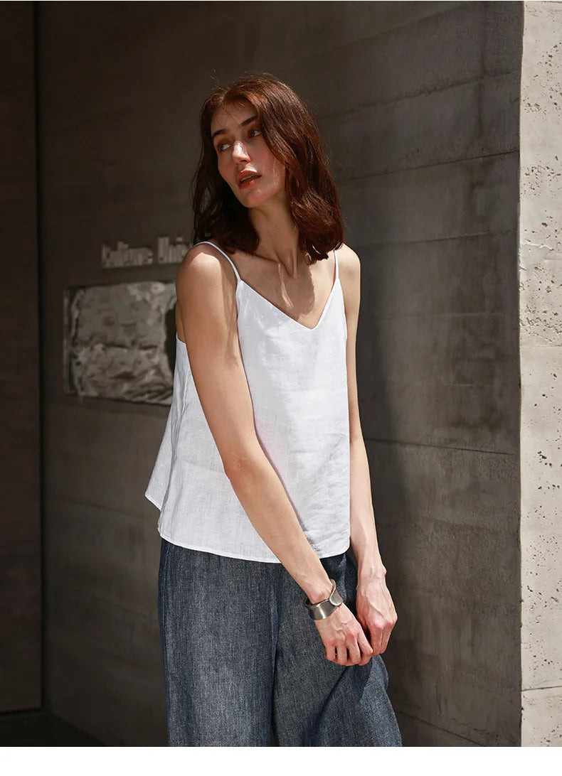 Morgan & Brooke | V-Neck Linen Camisole Top