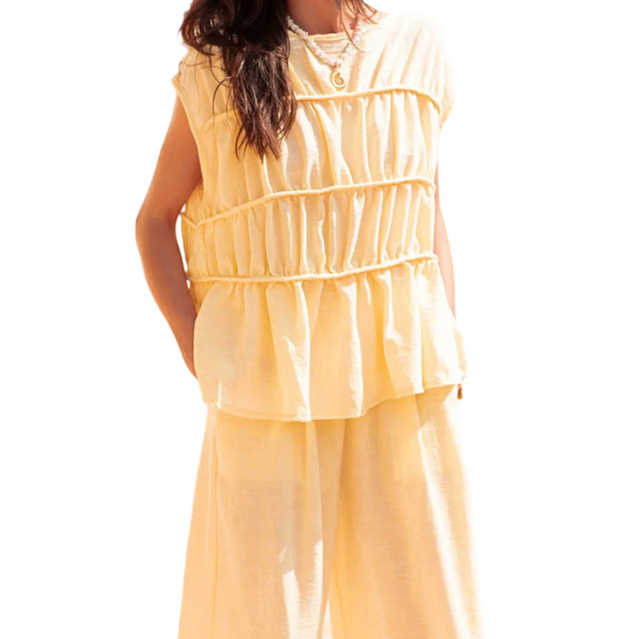 Morgan & Brooke | Ruched Peplum Cotton-Blend Top
