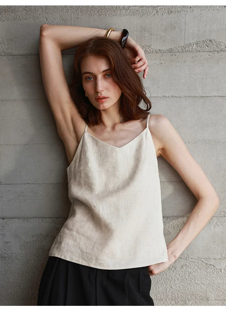 Morgan & Brooke | V-Neck Linen Camisole Top