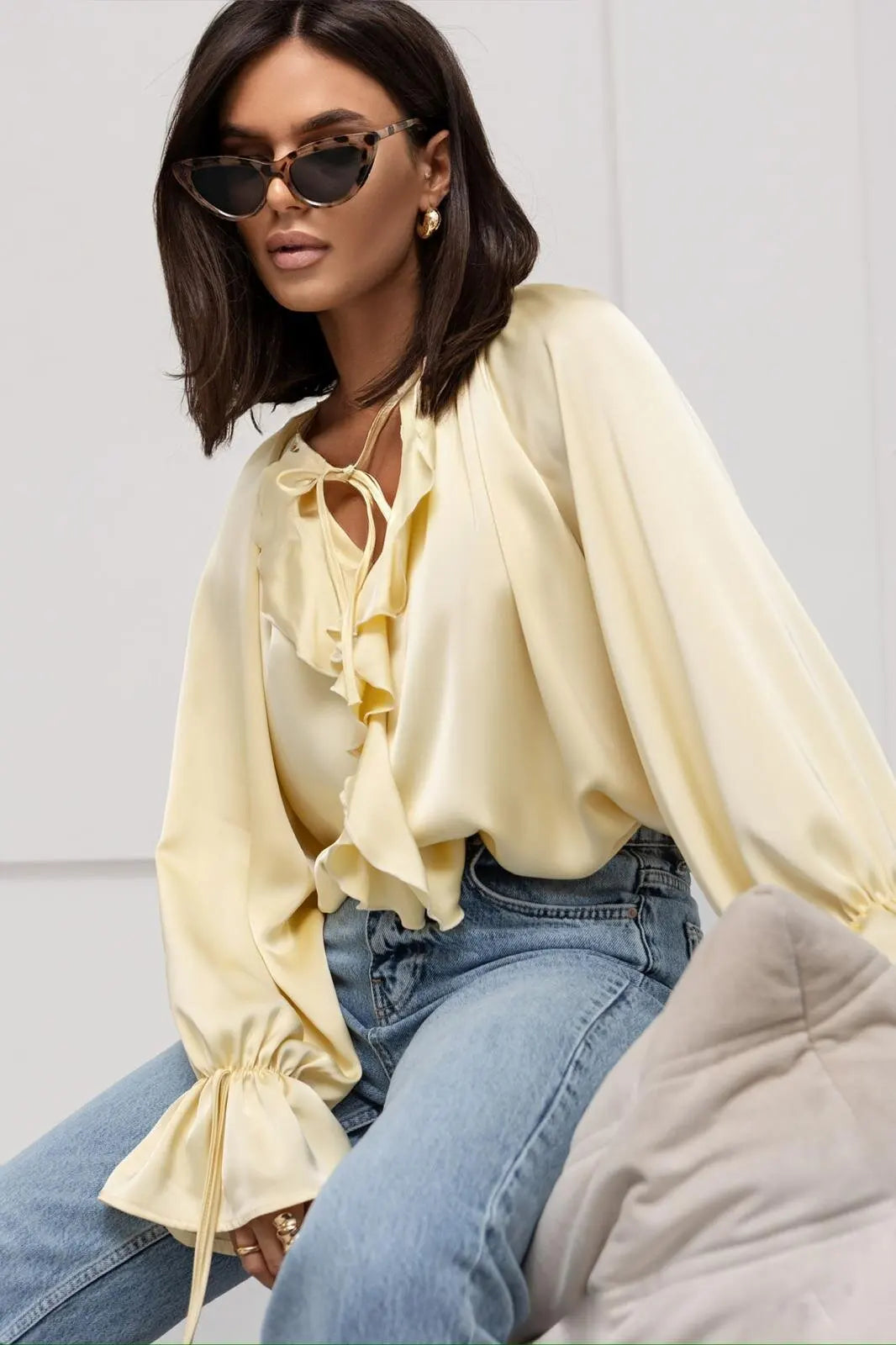 Morgan & Brooke | Ruffled Satin Blouse