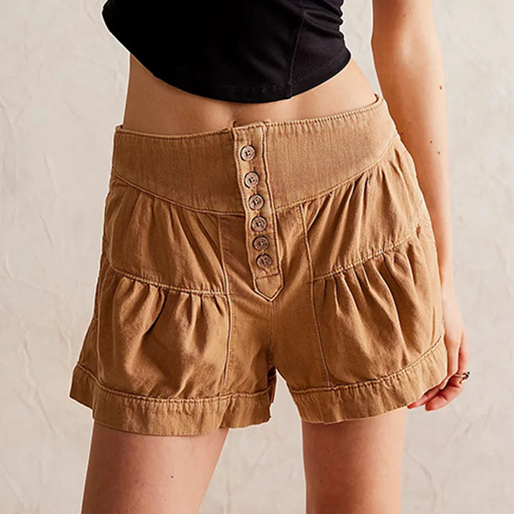 Morgan & Brooke | Navy High-Waist Tailored Cotton-Twill Shorts