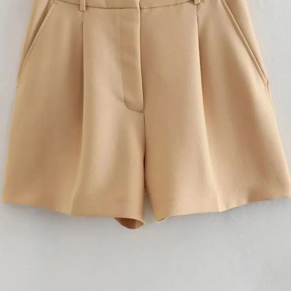 Morgan & Brooke | Sand Relaxed Fit Drawstring Cotton-Blend Shorts
