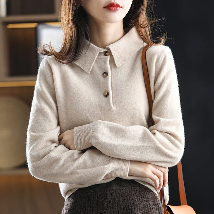 Morgan & Brooke | Charcoal Polo Collar Wool Sweater