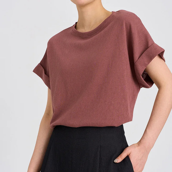 Morgan & Brooke | White Rolled-Cuff Oversized Cotton Tee