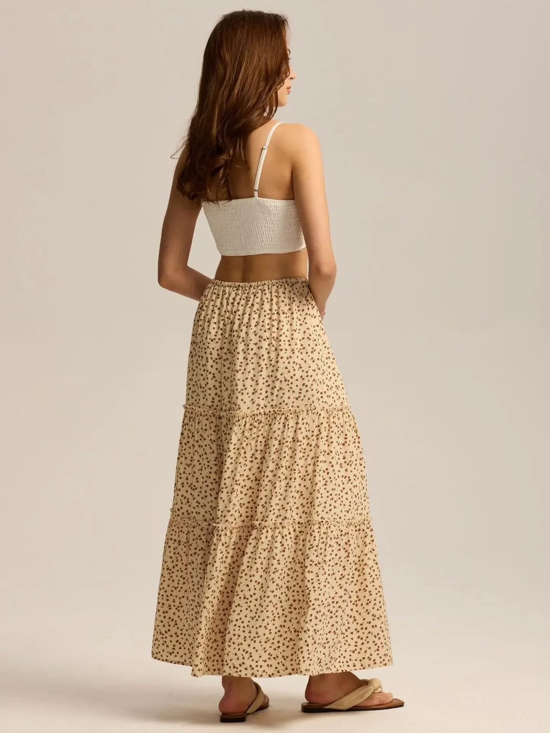 Morgan & Brooke | Printed Tiered Lightweight Maxi Skirt