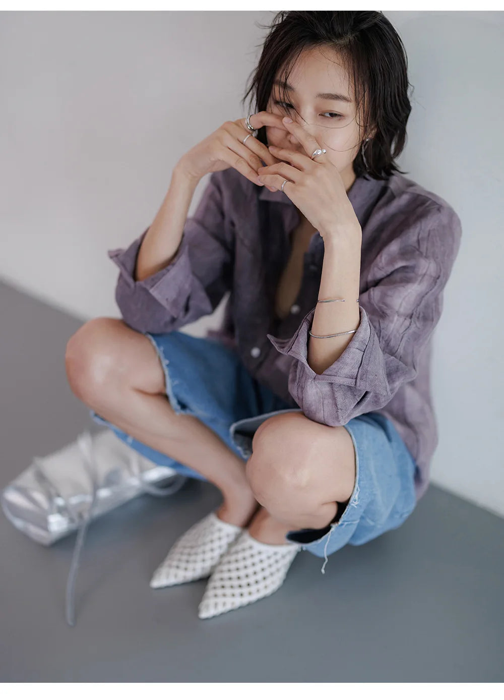 Morgan & Brooke | Natural Pleated Button-Up Linen Shirt