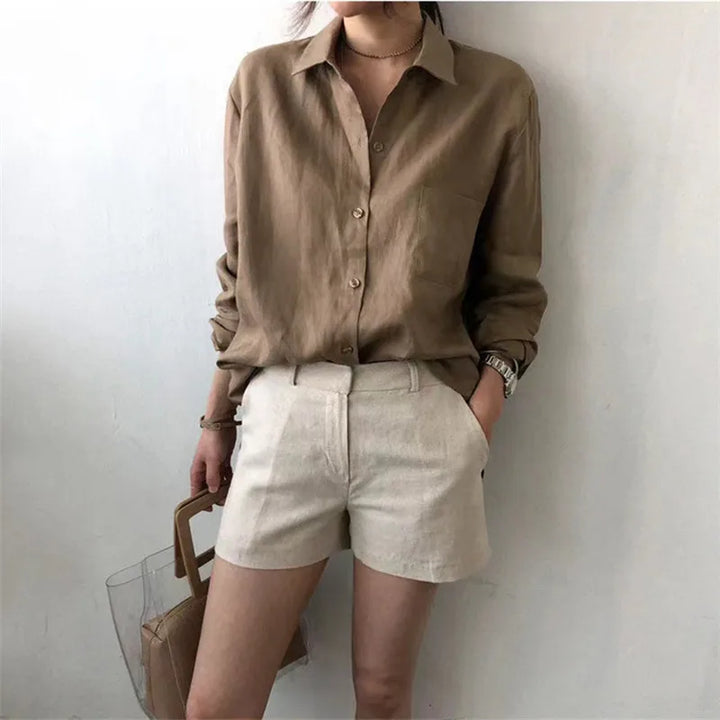 Morgan & Brooke | Open-Collar Linen Shirt
