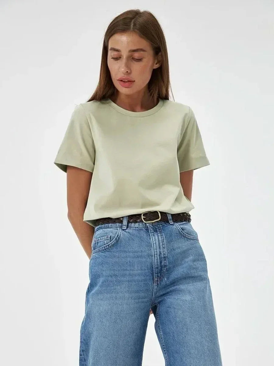 Morgan & Brooke | White Relaxed Fit Crew Neck 100% Cotton Tee