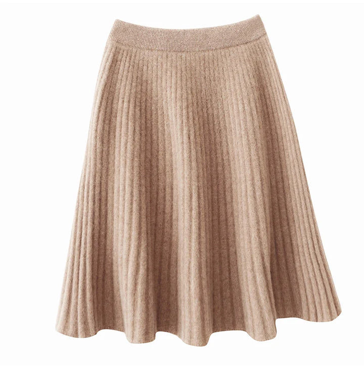 Morgan & Brooke | Charcoal A-Line Knit Merino Wool Skirt