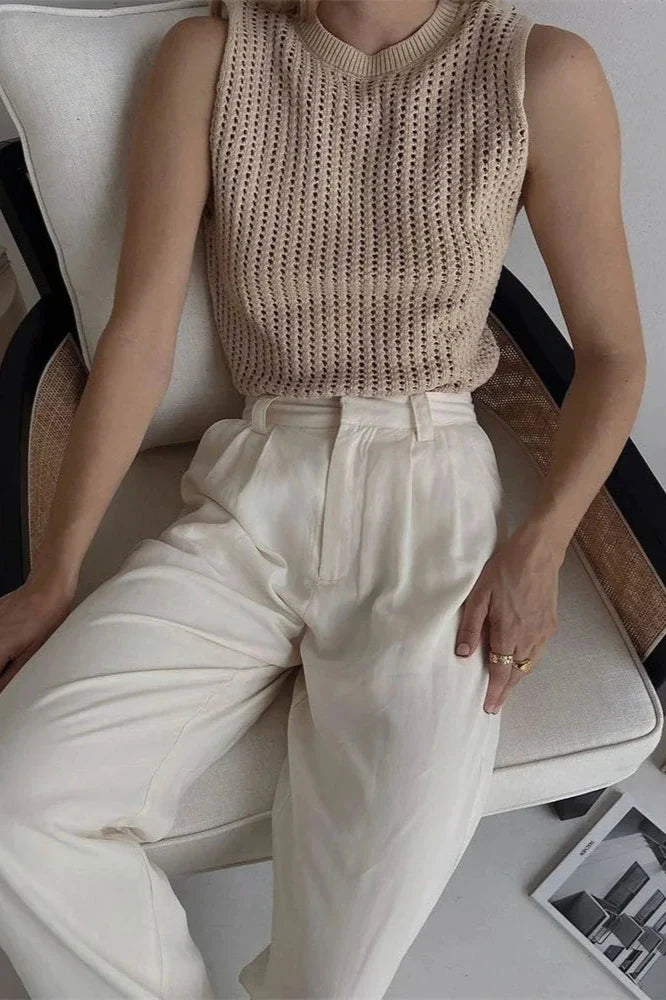 Morgan & Brooke | Hollow-Knit Cotton Tank