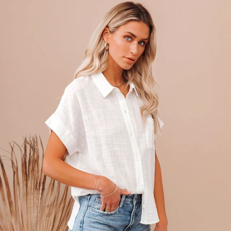 Morgan & Brooke | Ivory Button-Up Blouse