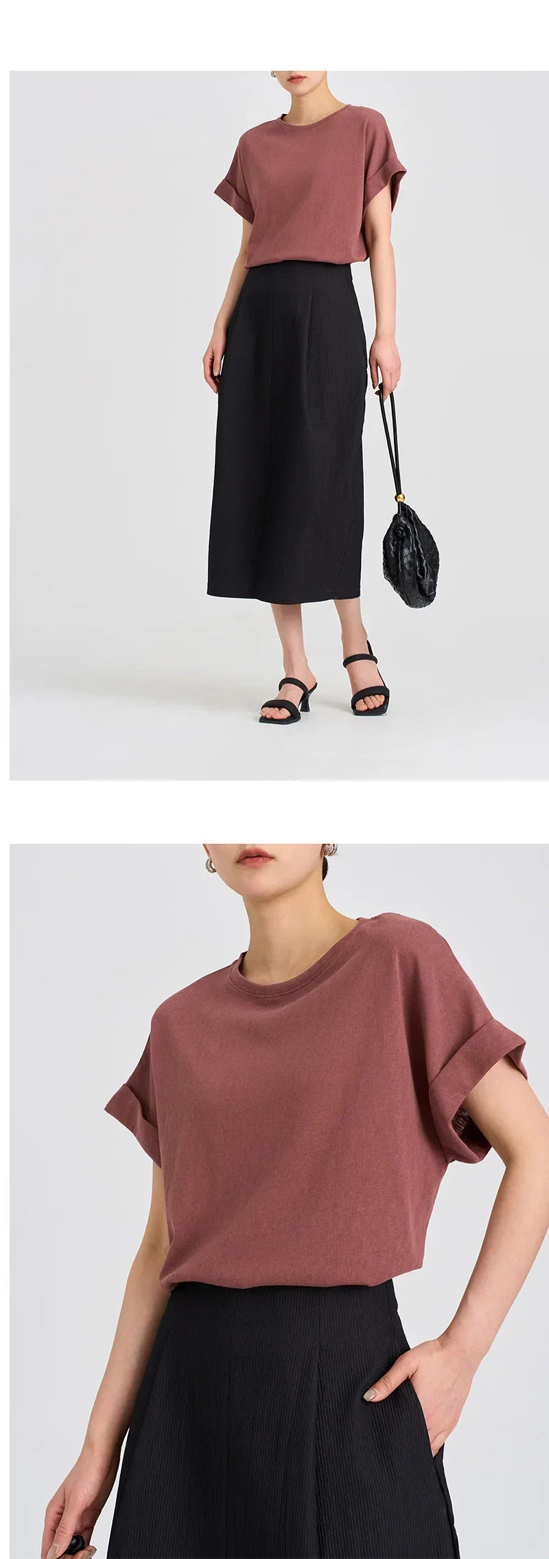 Morgan & Brooke | White Rolled-Cuff Oversized Cotton Tee