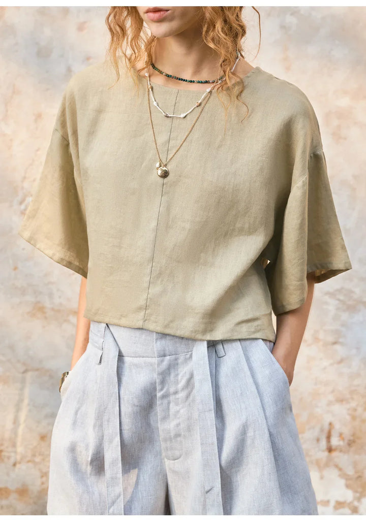 Morgan & Brooke | Flared Sleeve Linen Pullover