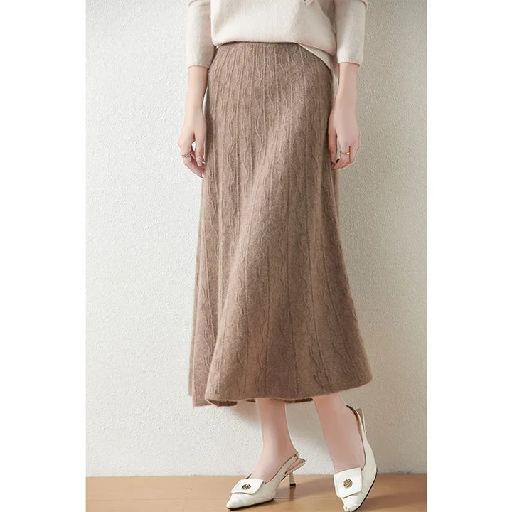 Morgan & Brooke | High-Waist Ribbed Merino Knit Skirt