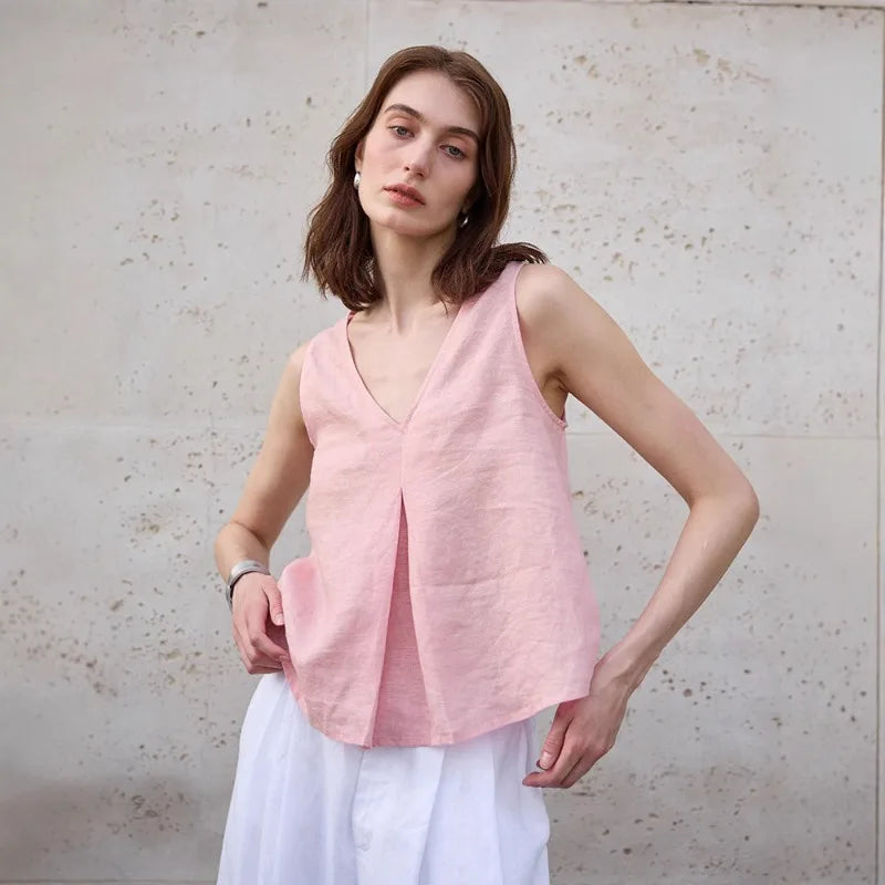 Morgan & Brooke | Light Blue Reversible Chambray-Linen Vest