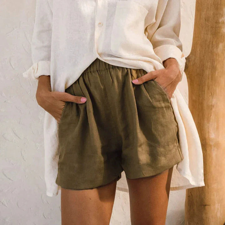 Morgan & Brooke | Relaxed Fit Drawstring Linen Shorts