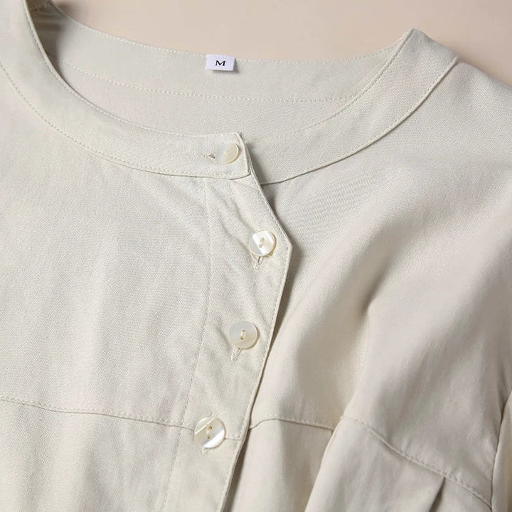 Morgan & Brooke | Gathered Lantern-Sleeve Relaxed-Fit Cotton Blouse