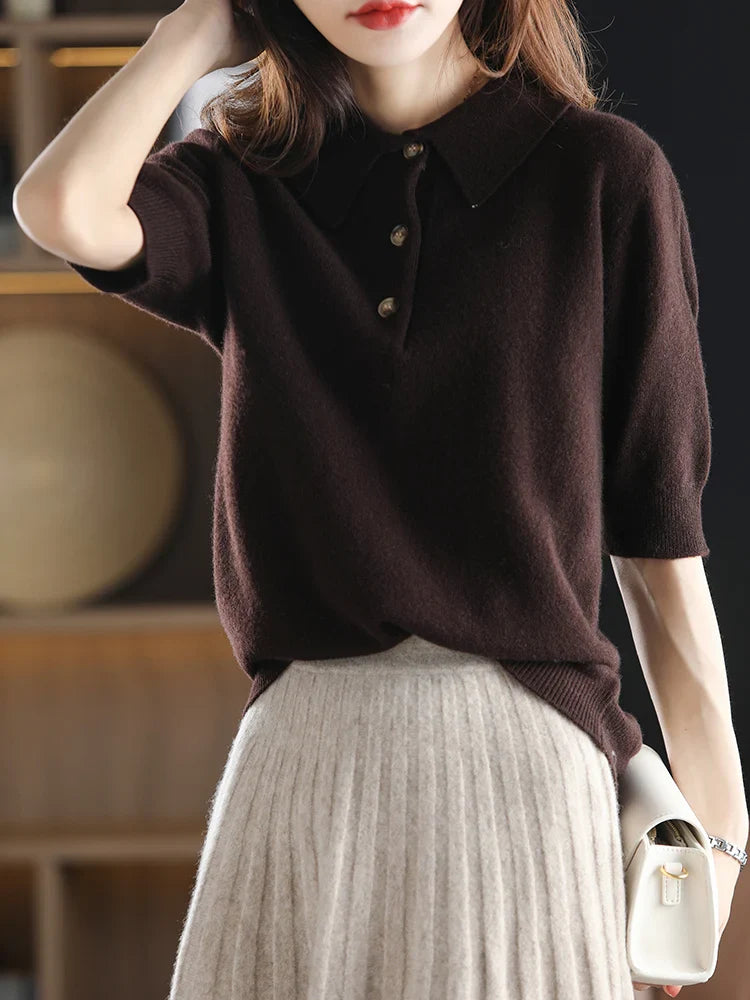 Morgan & Brooke | Charcoal Polo Collar Wool Sweater