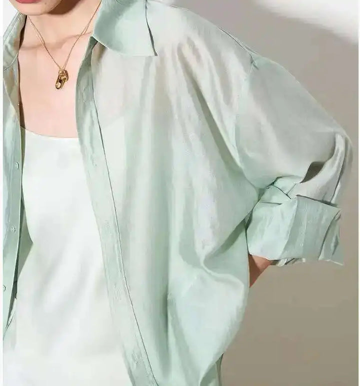 Morgan & Brooke | Ivory Relaxed Fit Silk Poplin Blouse