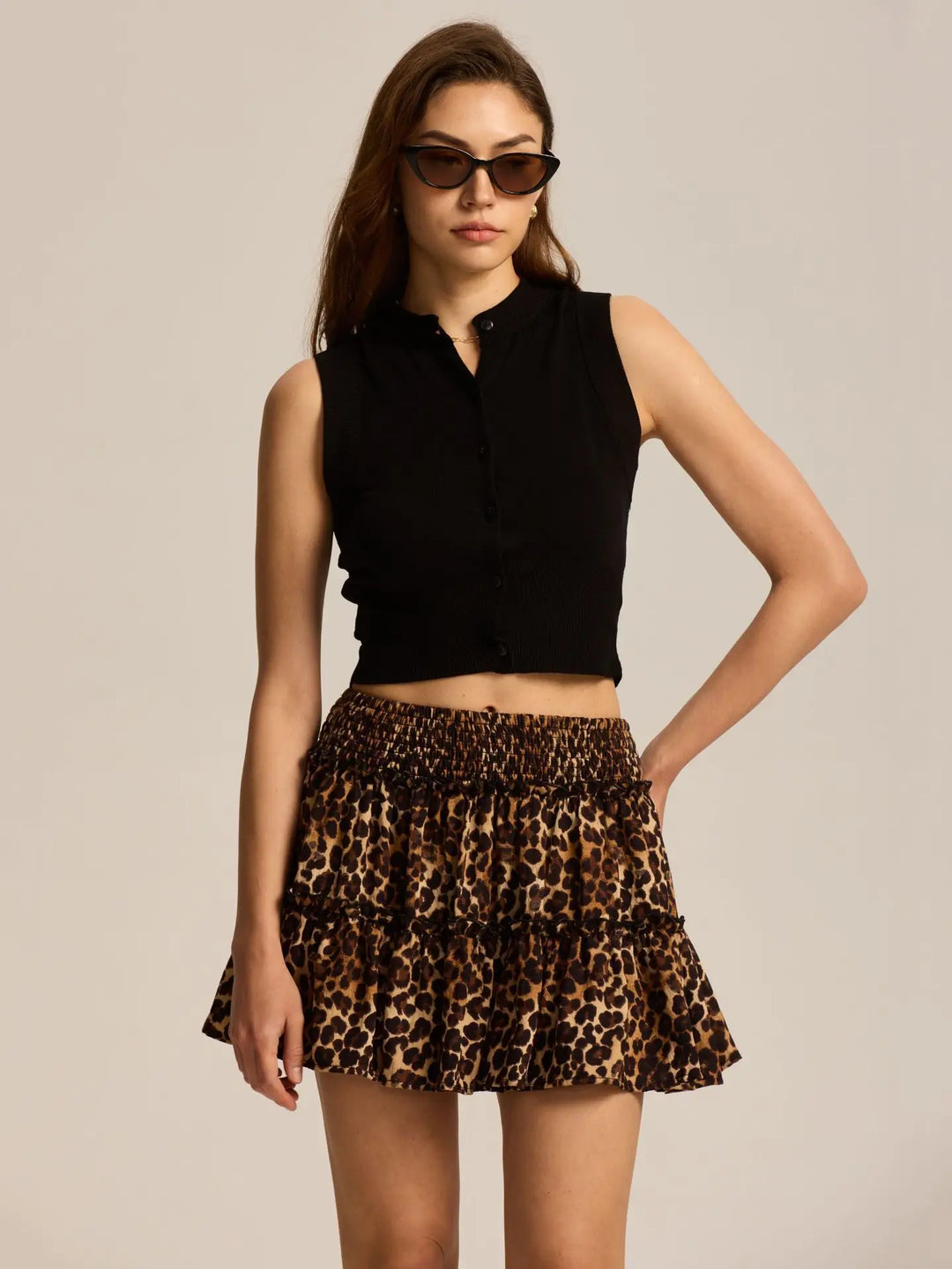 Morgan & Brooke | Leopard Print Tiered Ruffle Skirt