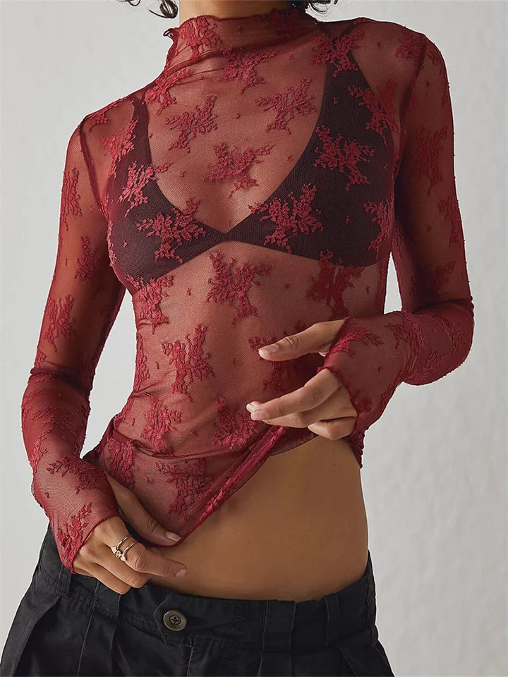 Morgan and Brooke | Lace Transparent Top