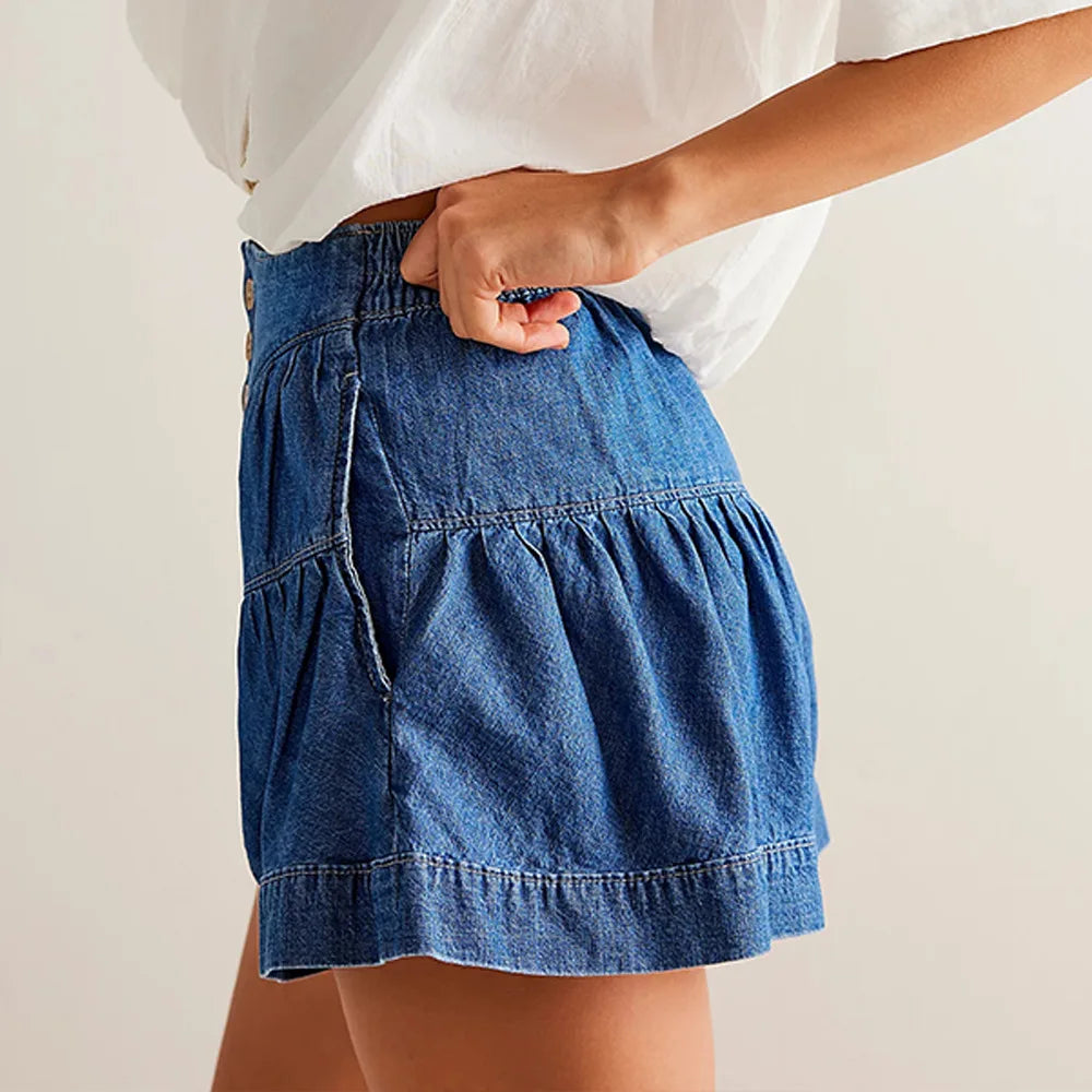 Morgan & Brooke | Navy High-Waist Tailored Cotton-Twill Shorts