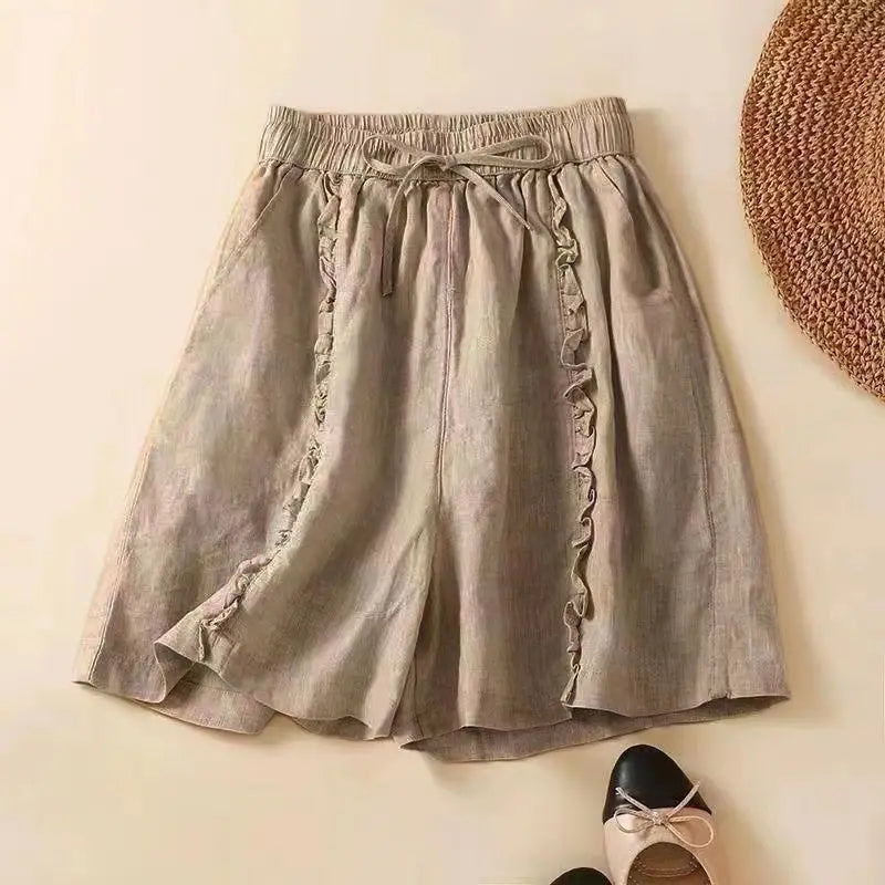 Morgan & Brooke | Ruffled Hem Linen Shorts