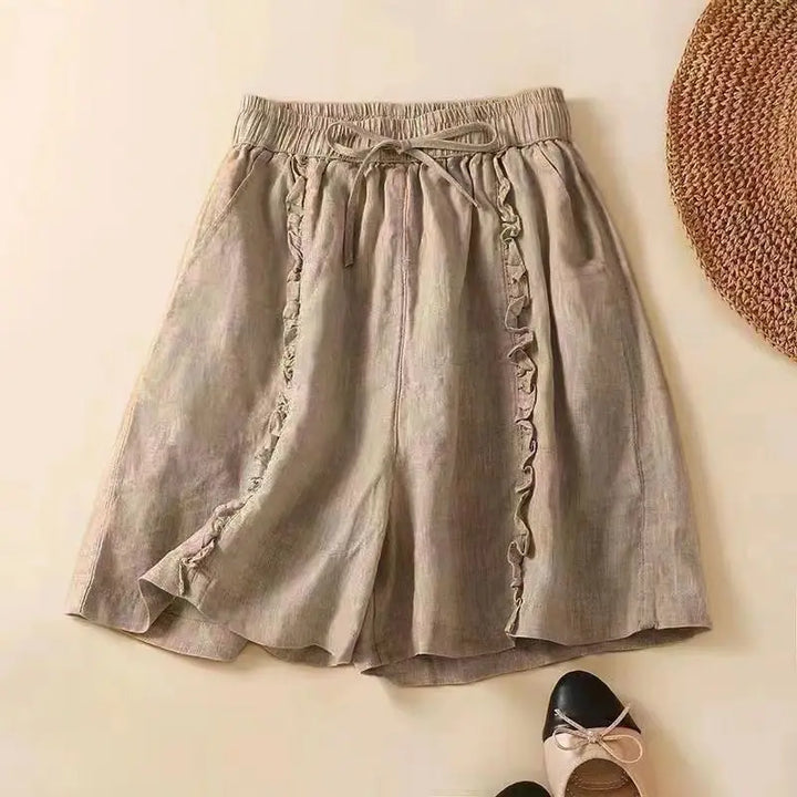 Morgan & Brooke | Ruffled Hem Linen Shorts