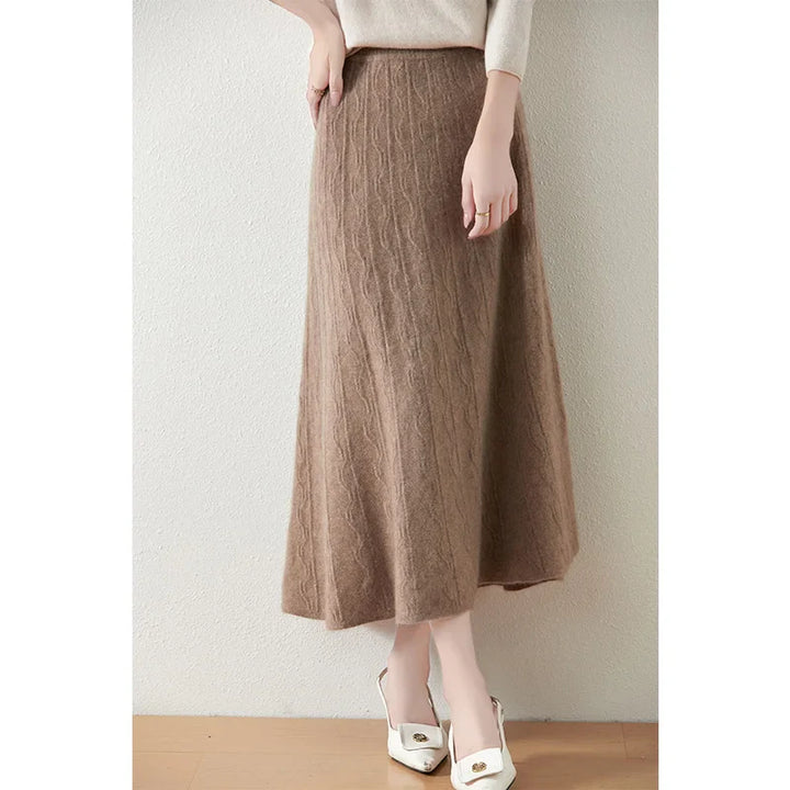 Morgan & Brooke | High-Waist Ribbed Merino Knit Skirt