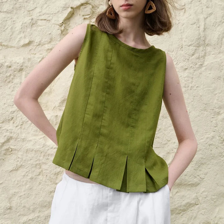 Morgan & Brooke | Pleated Hem Linen Top