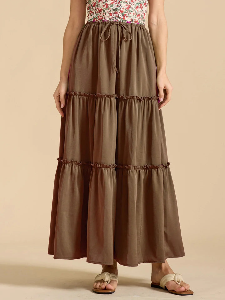 Morgan & Brooke | Printed Tiered Lightweight Maxi Skirt
