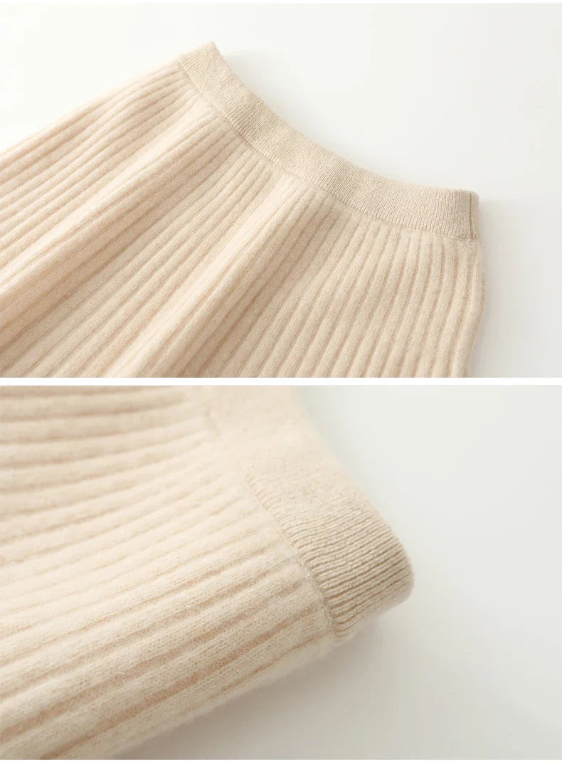 Morgan & Brooke | Charcoal A-Line Knit Merino Wool Skirt