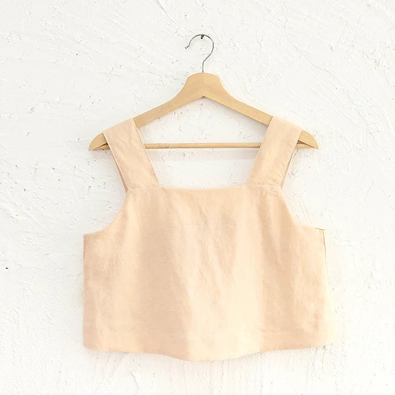 Morgan & Brooke | Square-Neck Cropped Linen Tank