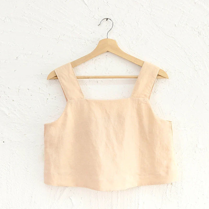 Morgan & Brooke | Square-Neck Cropped Linen Tank
