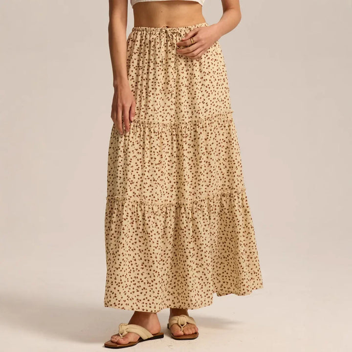 Morgan & Brooke | Printed Tiered Lightweight Maxi Skirt
