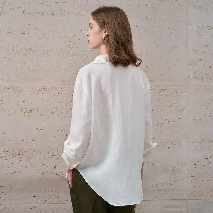 Morgan & Brooke | Natural Relaxed Fit Button-Up Linen Shirt