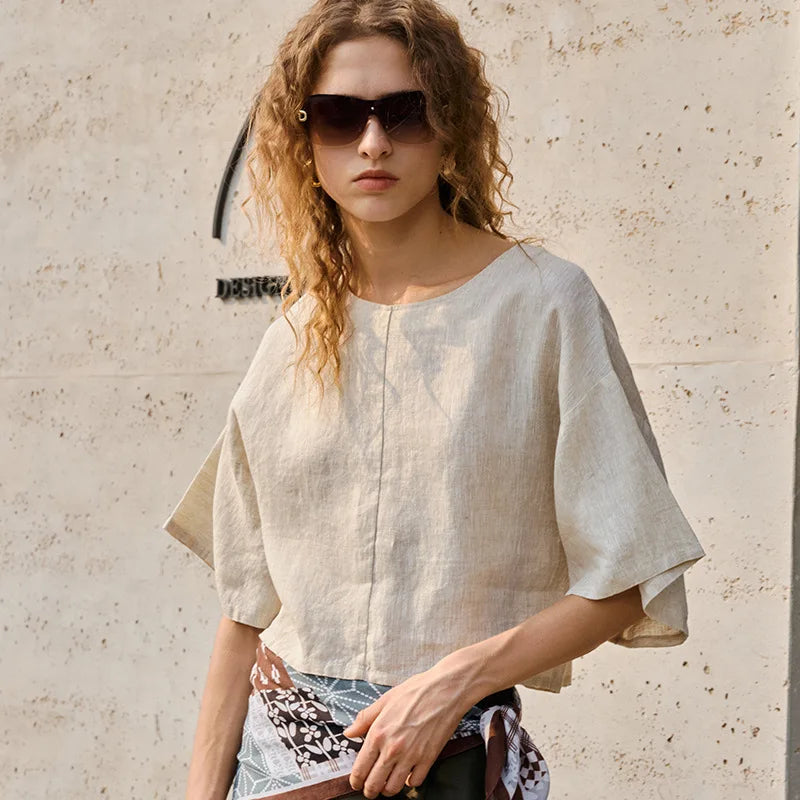 Morgan & Brooke | Flared Sleeve Linen Pullover