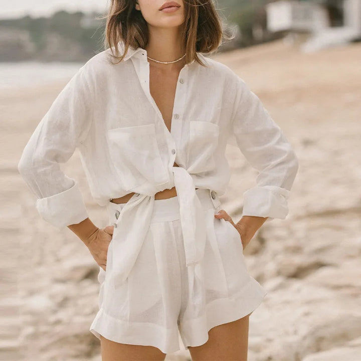 Morgan & Brooke | Oversized Patch-Pocket Linen Shirt