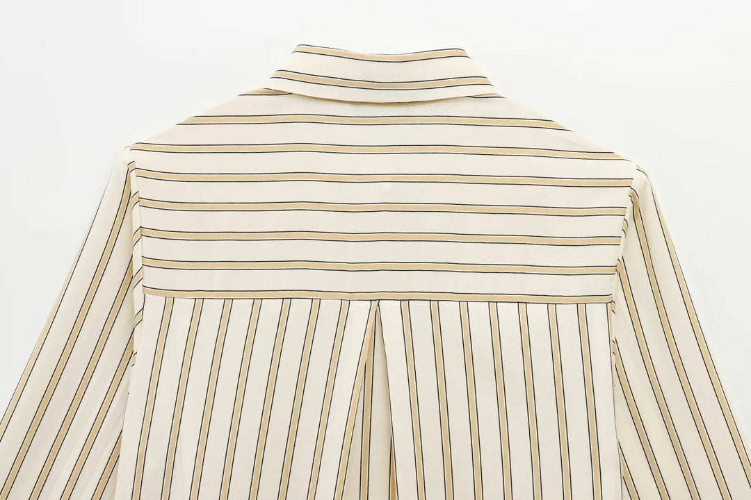 Morgan & Brooke | Blue Striped Button-Up Cotton Blouse