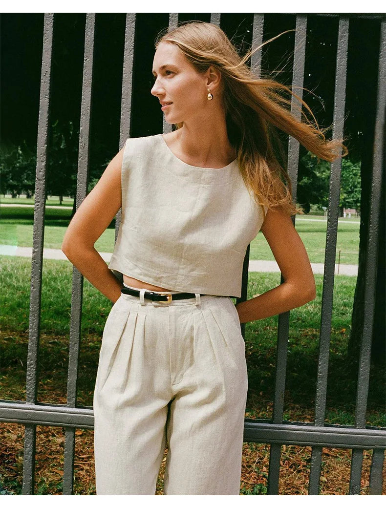 Morgan & Brooke | Cropped Linen Top