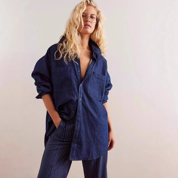 Morgan & Brooke | Light Blue Washed Boxy Denim Overshirt