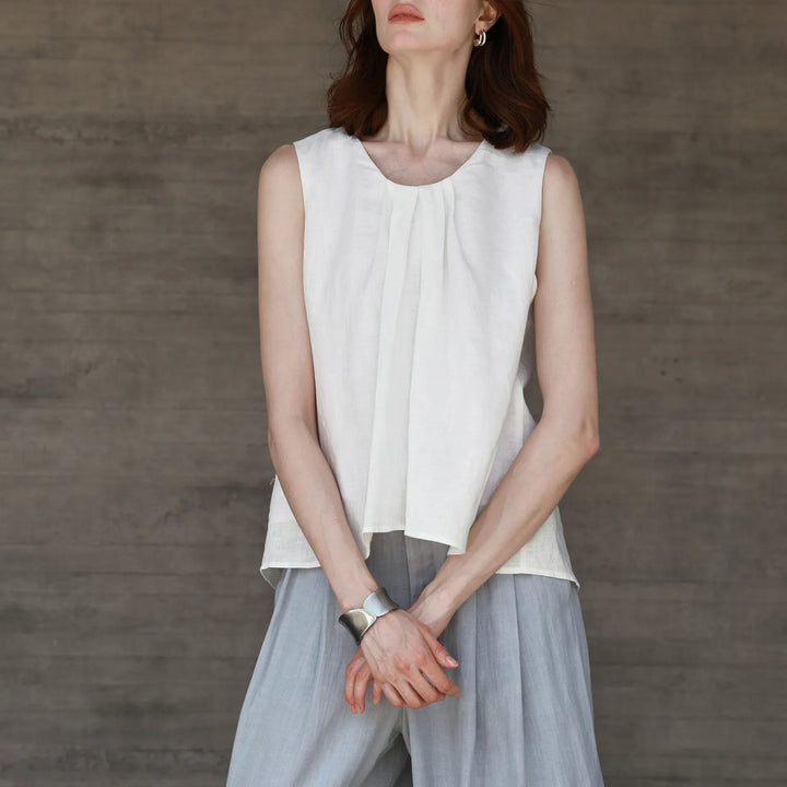 Morgan & Brooke | Gathered Pleat Linen Tank