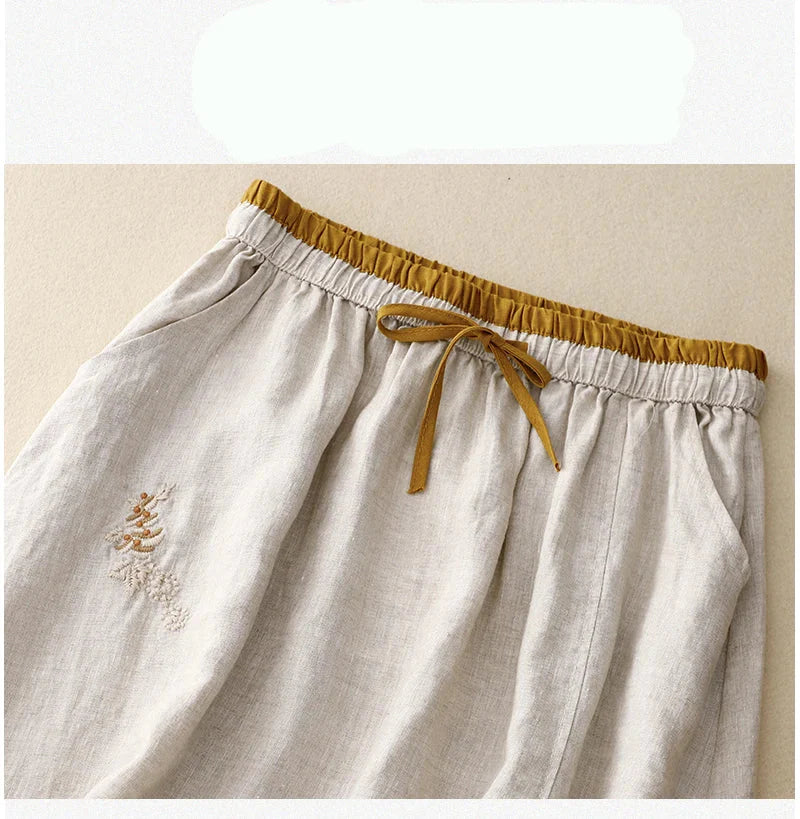 Morgan & Brooke | High-Waist A-Line Linen Skirt