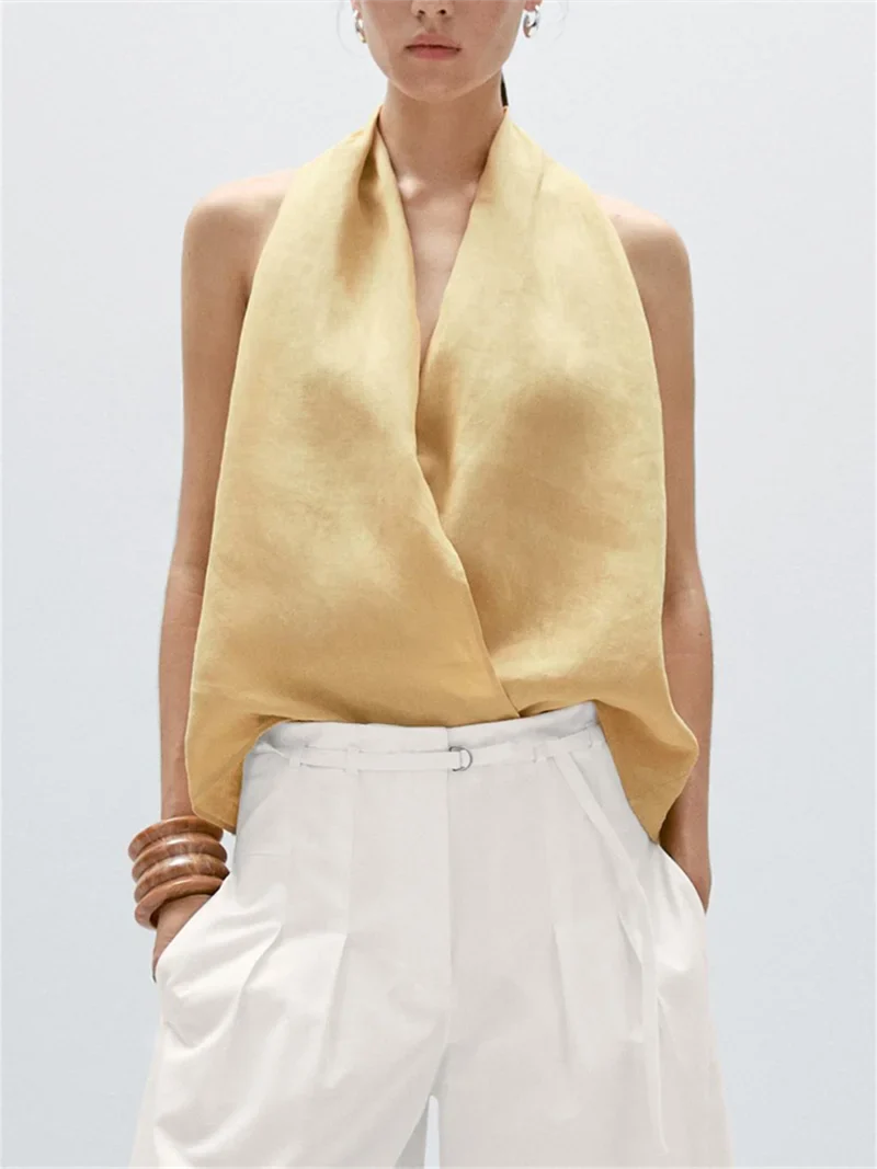 Morgan & Brooke | Draped Sleeveless Linen Vest